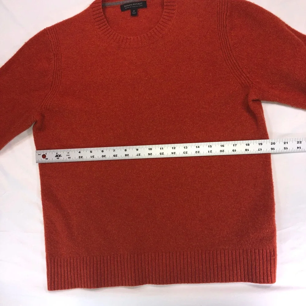 Banana Republic Mens Orange 100% Extra Fine Merino Wool Crewneck Sweater Medium